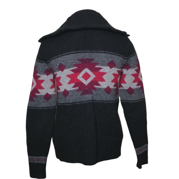 Ralph Lauren LRL Jeans Co Southwestern Sweater 80% Lambswool Zip Shawl Sz M - Picture 5 of 13